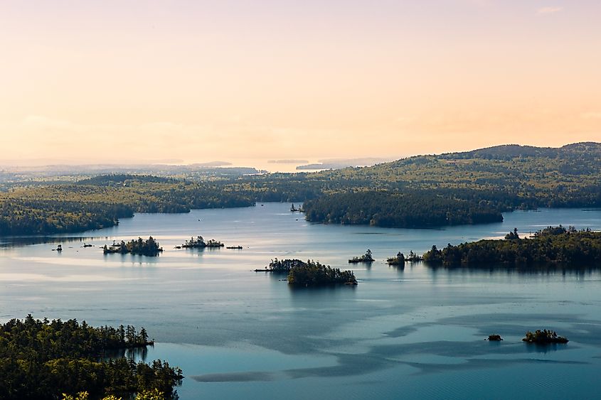 Sunset over Squam Lake, New Hampshire. 