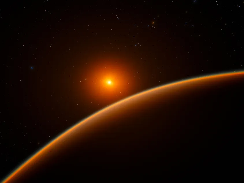 Artist’s impression of LHS 1140b, a potentially habitable super-Earth orbiting a red dwarf star 40 light-years from Earth in the star’s habitable zone