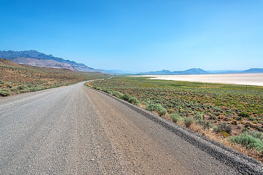 road passing through the Alvord Desert in southeast Oregon 