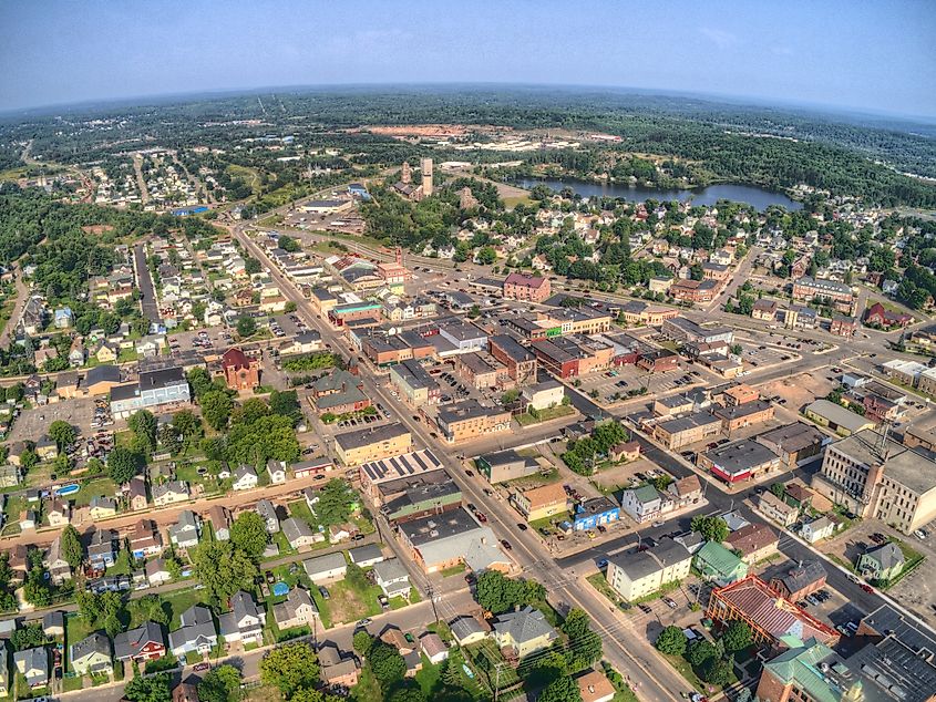 Aerial view of Ishpeming, Michigan.