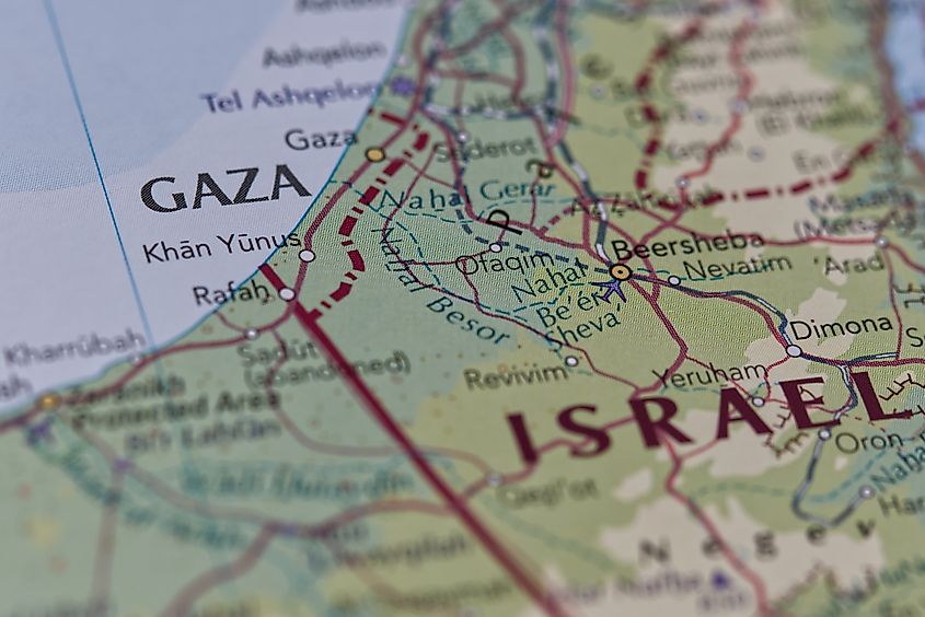 A map showing the Gaza Strip and Israel.