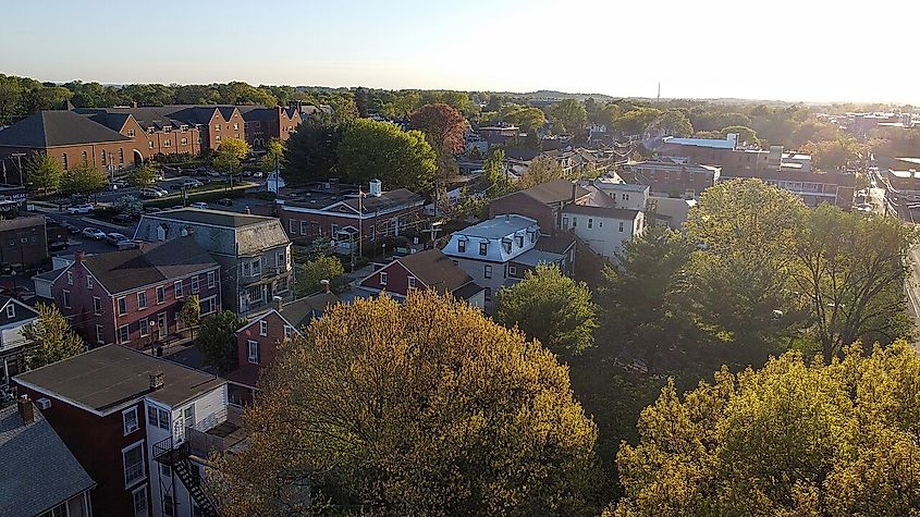 Aerial View of Lititz, Pennsylvania.