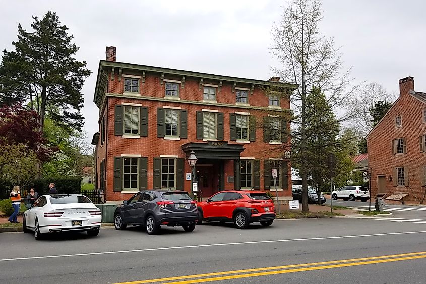 A historic building in the town of Odessa, Delaware.