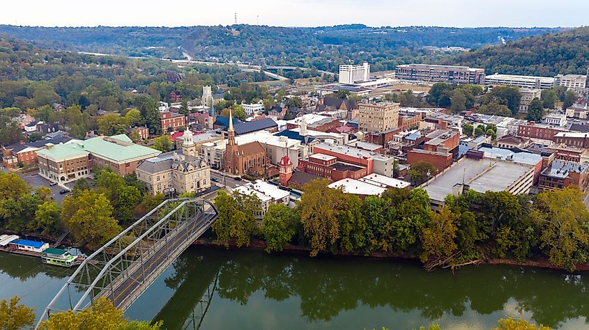 The Kentucky River meanders gracefully around the downtown urban core of Frankfort, Kentucky