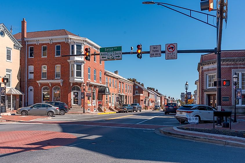The Main Street area of Emmitsburg, Maryland.