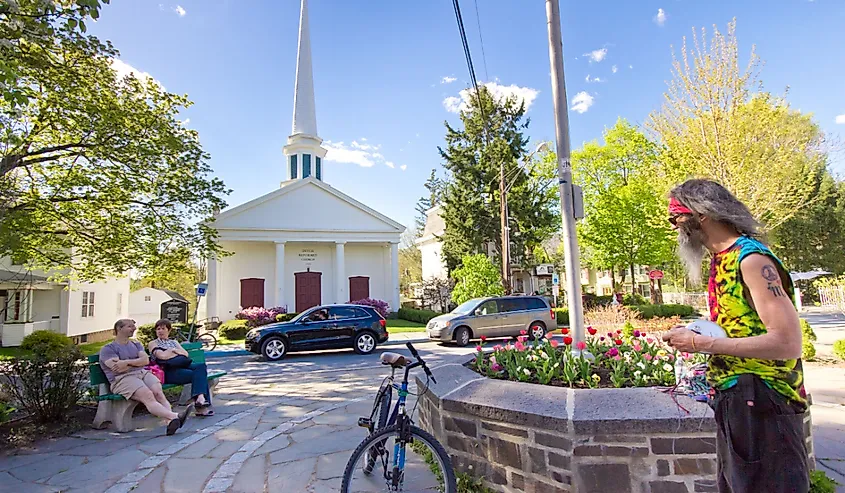 The town center of Woodstock, New York