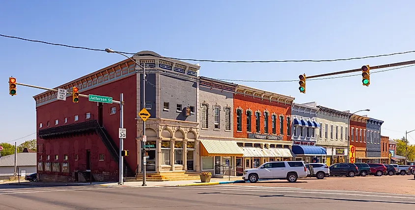 The business district in Rockville, Indiana. Editorial credit: Roberto Galan / Shutterstock.com