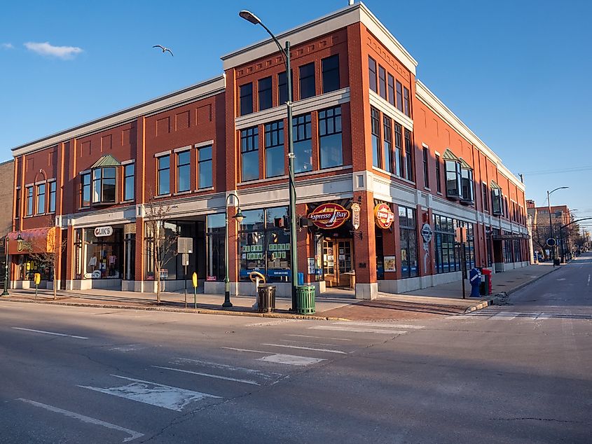 View of downtown Traverse City in Michigan.