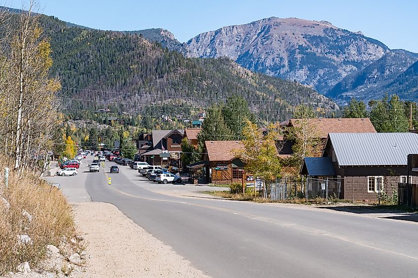 Road through the picturesque town of Grand Lake, Colorado