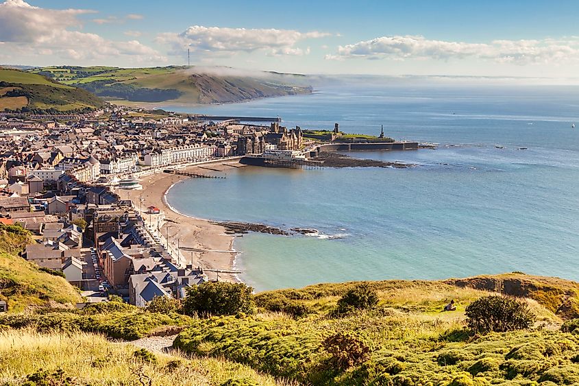 View of Aberystwyth from Constitution Hill, Wales.