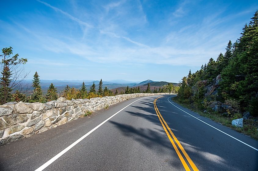 Whiteface veterans memorial highway winding it's way to the summit.