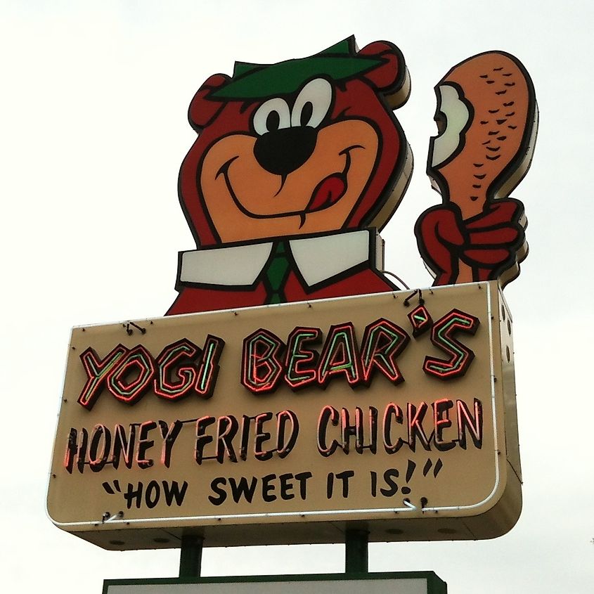 Yogi Bear's Honey Fried Chicken Sign, Hartsville, SC
