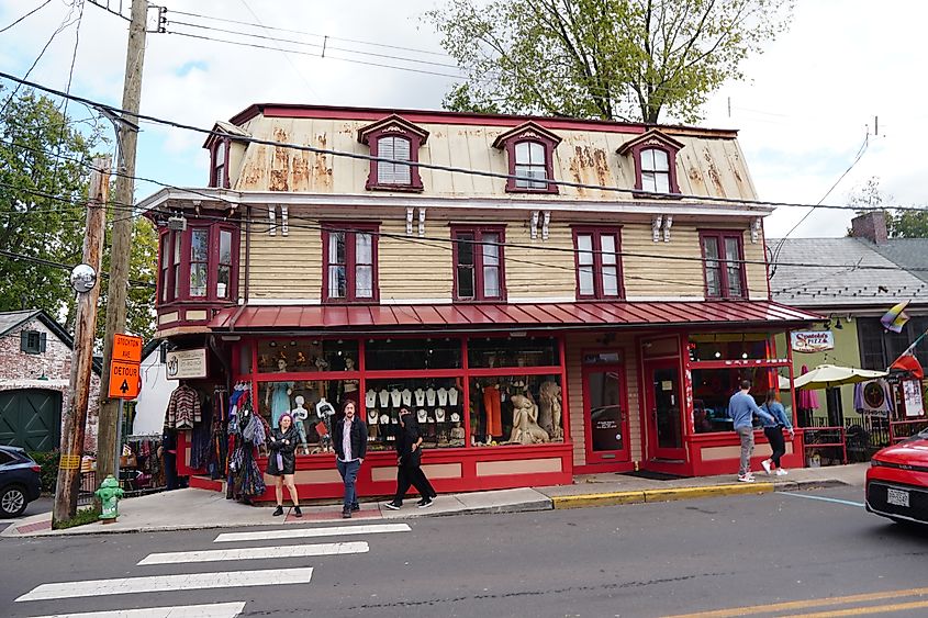 Three Cranes Art Gallery on Main Street in New Hope, PA. Editorial credit: quiggyt4 / Shutterstock.com