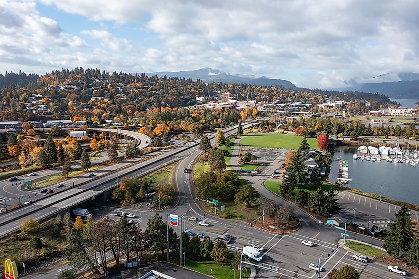 Aerial view of Hood River, Oregon