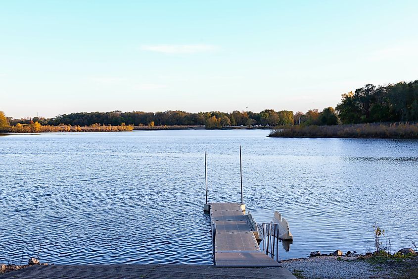 The Cedar Falls Lake near Cedar Falls, Iowa.