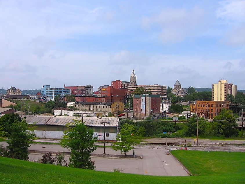 The skyline of Butler, Pennsylvania.