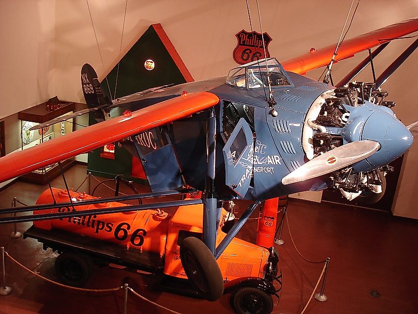 The Woolaroc airplane, winner of the 1927 Dole Air Race, at the Woolaroc museum in Oklahoma