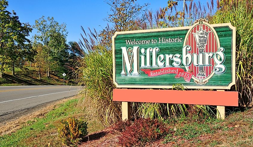 Welcome Sign Millersburg Ohio Holmes County Amish Community.