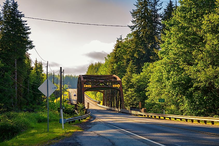 A rusty steel bridge near Forks, Washington