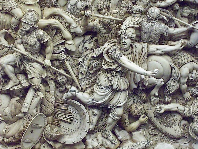 Darius flees from the battle scene
