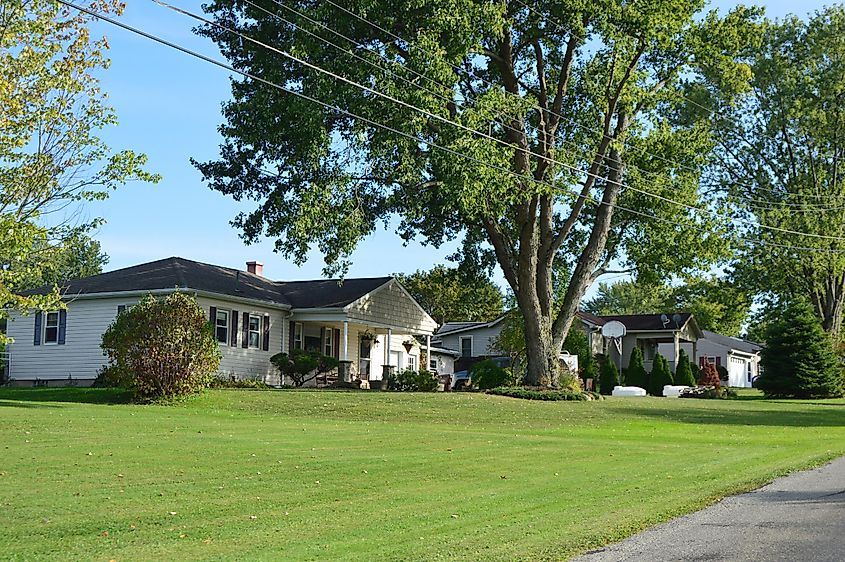 Houses on the eastern side of Milton Street, south of Nora Street, in Clark, Pennsylvania, United States.