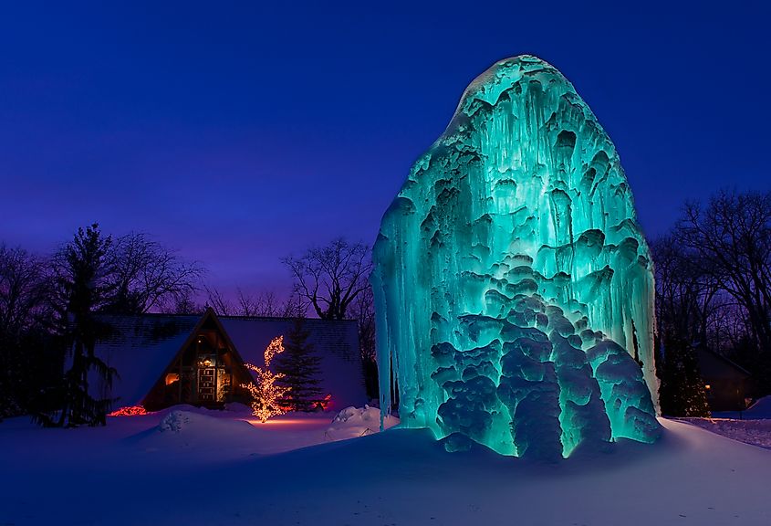 Frozen ice sculpture in Essexville, MI.