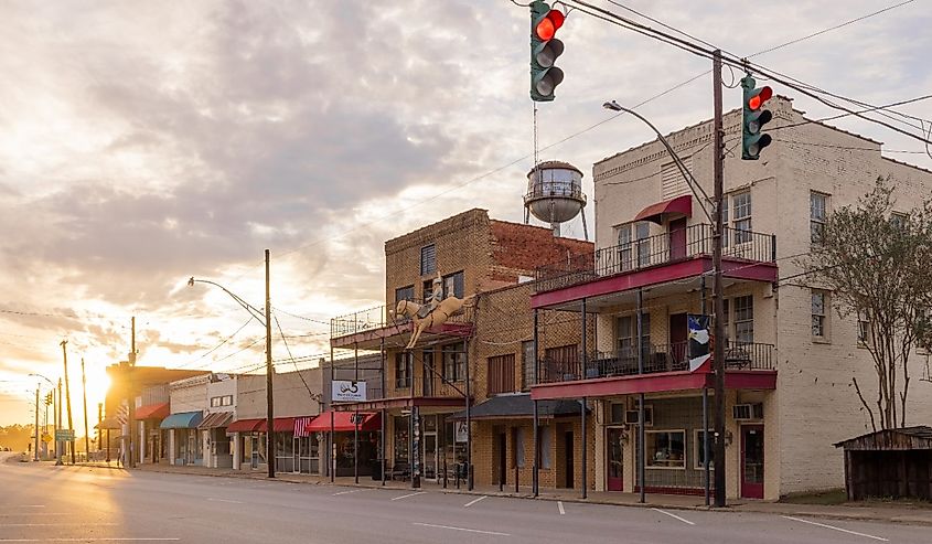 Downtown street in Logansport, Louisiana.