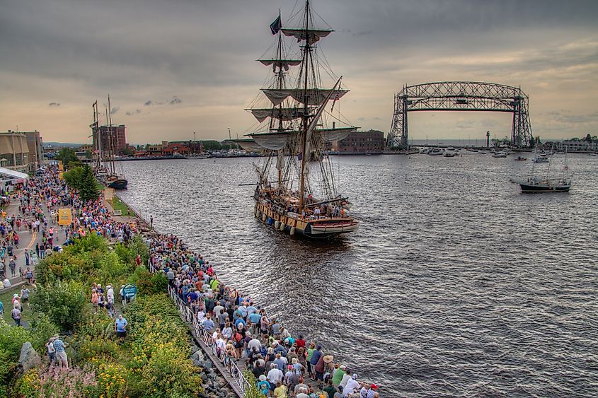 Historic ships visit the waterfront in Duluth, Minnesota