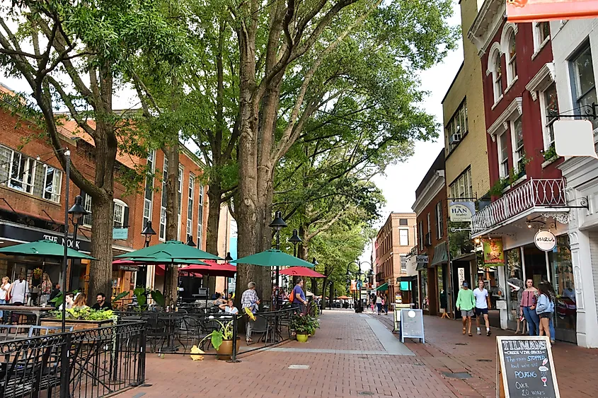 The downtown mall in Charlottesville, Virginia