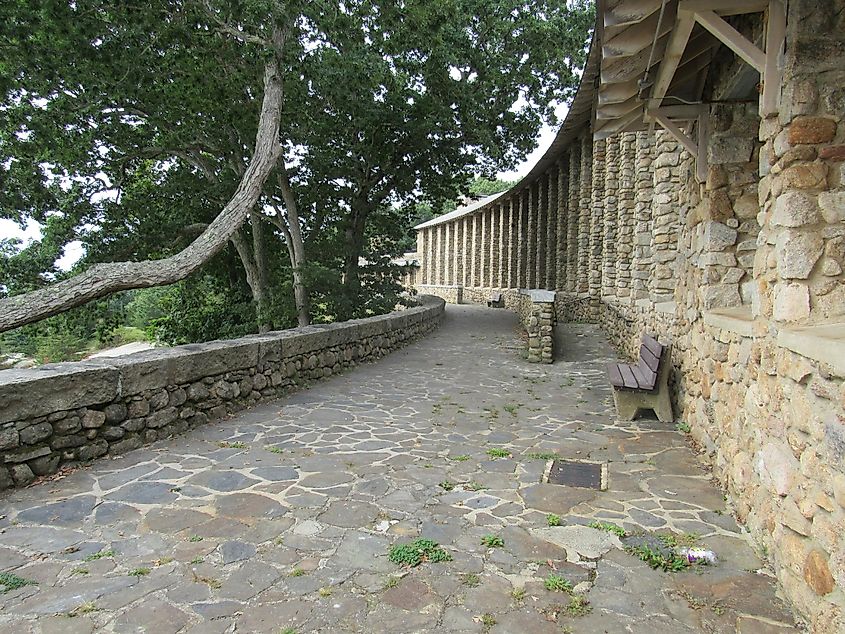 View of old cobblestone architecture from the 1930s in Rocky Neck State Park in East Lyme, Connecticut