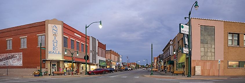 The old business district on Will Rogers Boulevard in Claremore, Oklahoma.