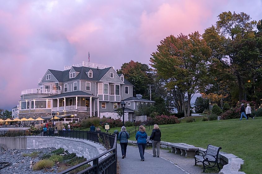 People walking around in Bar Harbor, Maine