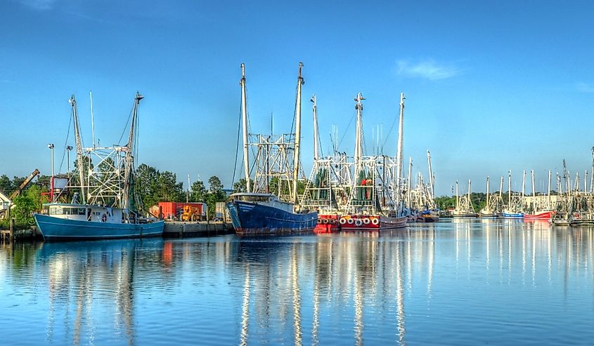 Boats are pictured in Bayou La Batre, Alabama