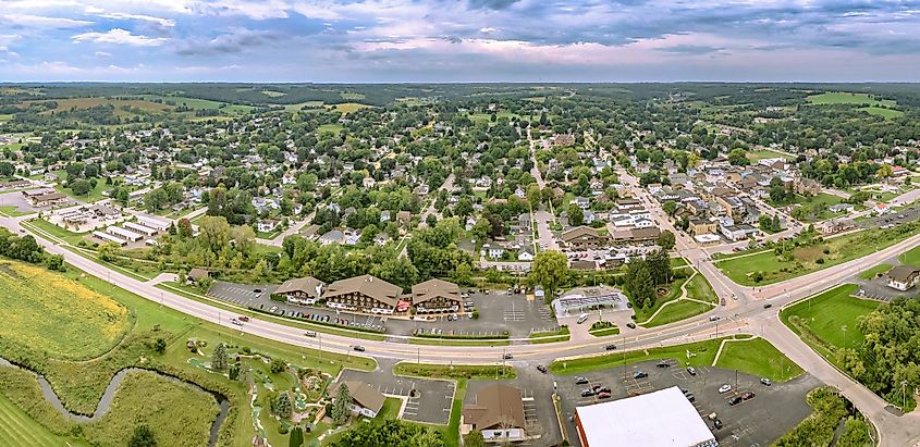 Aerial view of New Glarus, Wisconsin