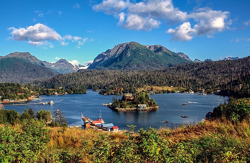 Halibut Cove across Kachemak Bay from Homer, Alaska.