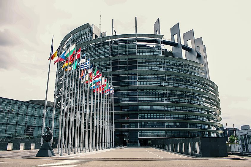 The European Parliament building in France.