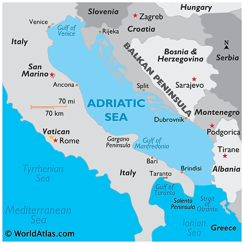 Adriatic Sea Europe Map - Allina Madeline