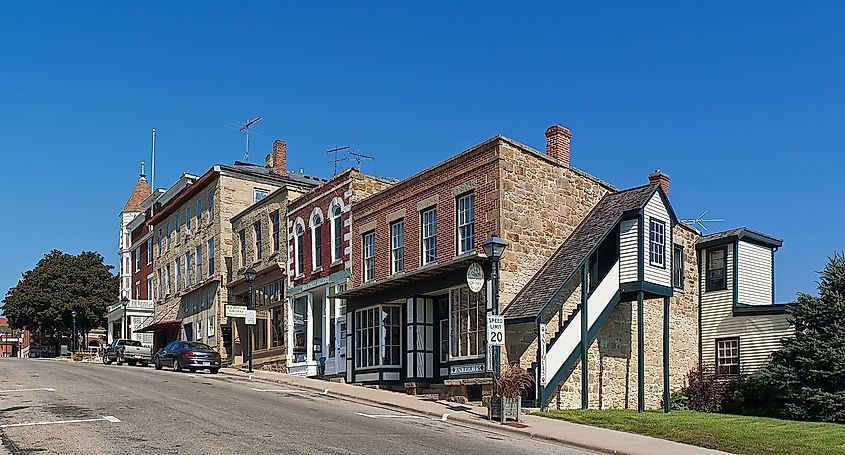 High Street in Mineral Point, Wisconsin.