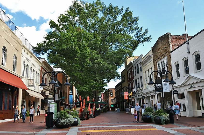 Downtown Mall in Charlottesville, Virginia.
