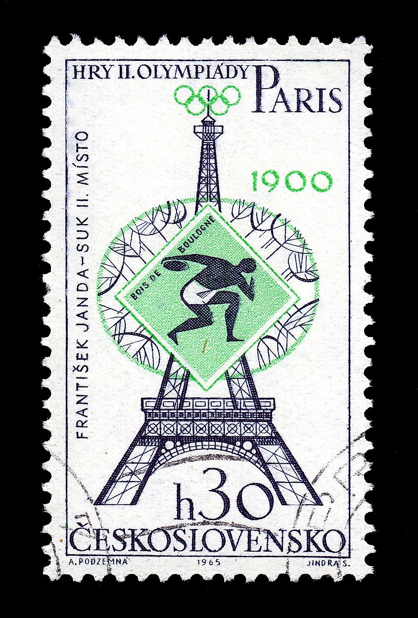 Czechoslovakia postage stamp shows summer Olympic games in Paris 1900