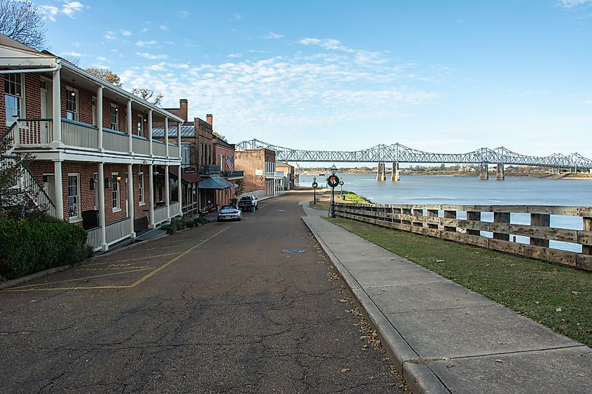 The Mississippi River in Natchez, Mississippi.