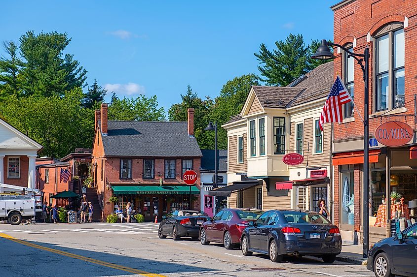 Main Street in the historic town center of Concord, Massachusetts