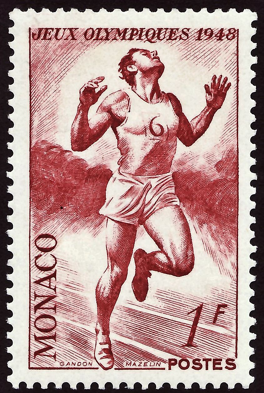 Stamp commemorating Monaco's participation in the 1948 Olympics