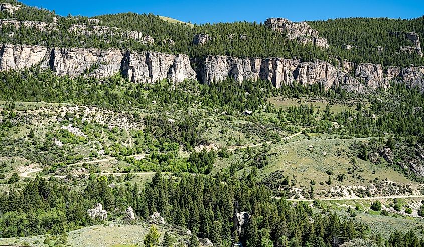 Scenery in the Bighorn Mountains near Tensleep Canyon along the Cloud Peak Skyway in Wyoming.