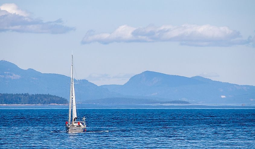 Sailboat on the Salish Sea in Washington