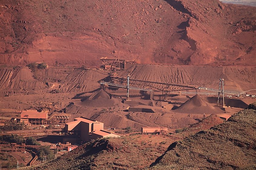 Mount Tom Price Iron Ore mine aerial view.