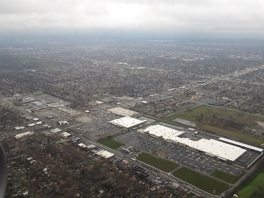 Aerial view of Evergreen Park, Illinois.