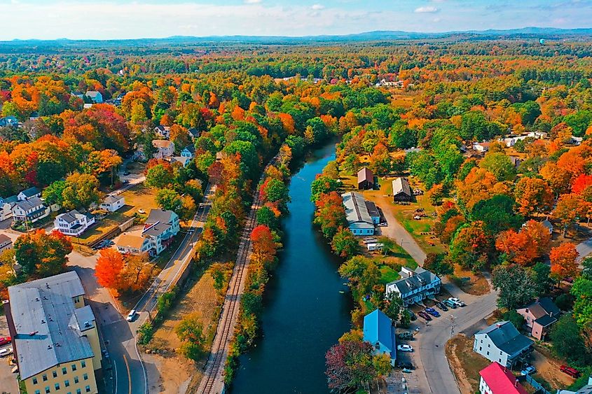 Downtown Somersworth, New Hampshire, in the fall.