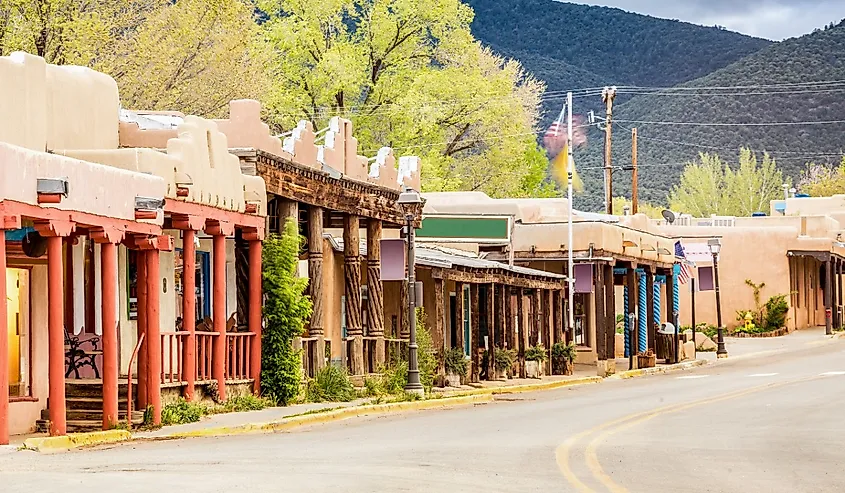 Downtown shops in Taos, New Mexico.