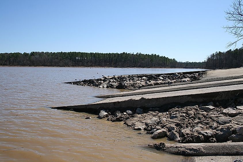 Boating access ramp at Falls Lake State Park.